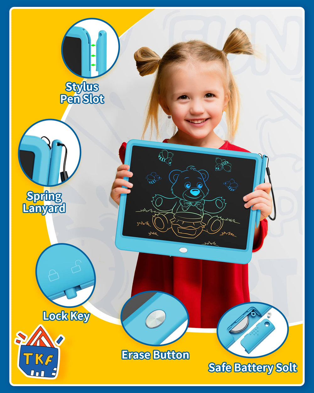 TEKFUN zero mess doodle board endlessly reusable for mess-free creativity