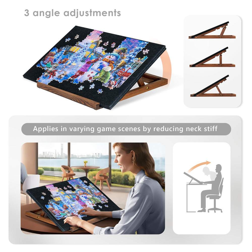 Tektalk three-angle adjustable stand supports neck and back during long puzzle sessions.