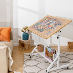 Tektalk folded against wall to save space when not assembling puzzles