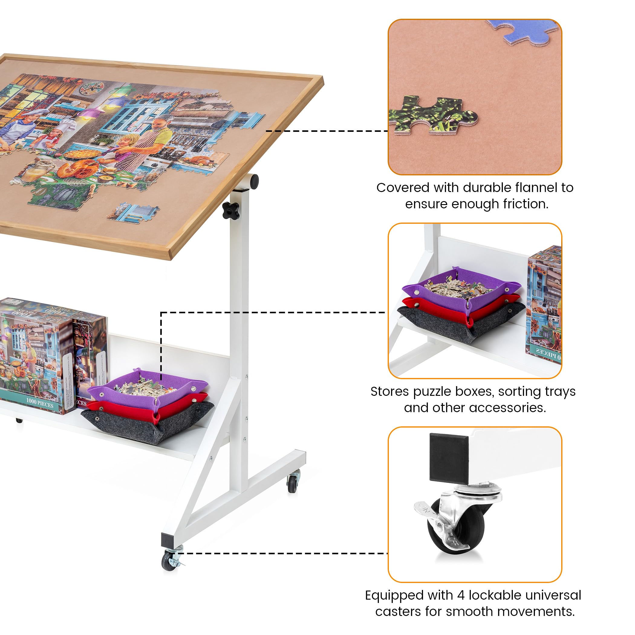 Tektalk in use with a 1500-piece puzzle to show scale and ample workspace