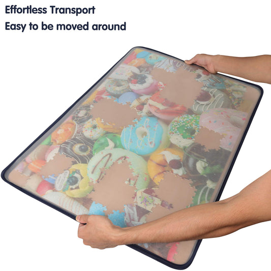 Tektalk puzzle board showing soft flannelette cover immobilizing pieces
