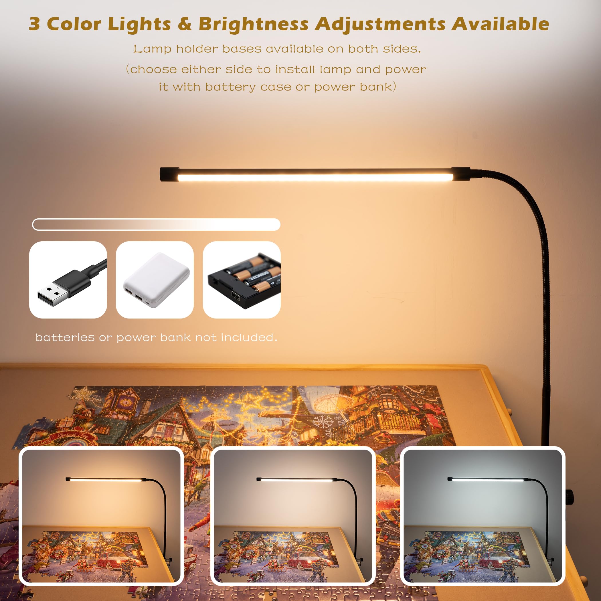 Tektalk LED lamp closeup with adjustable light for clearer piece colors