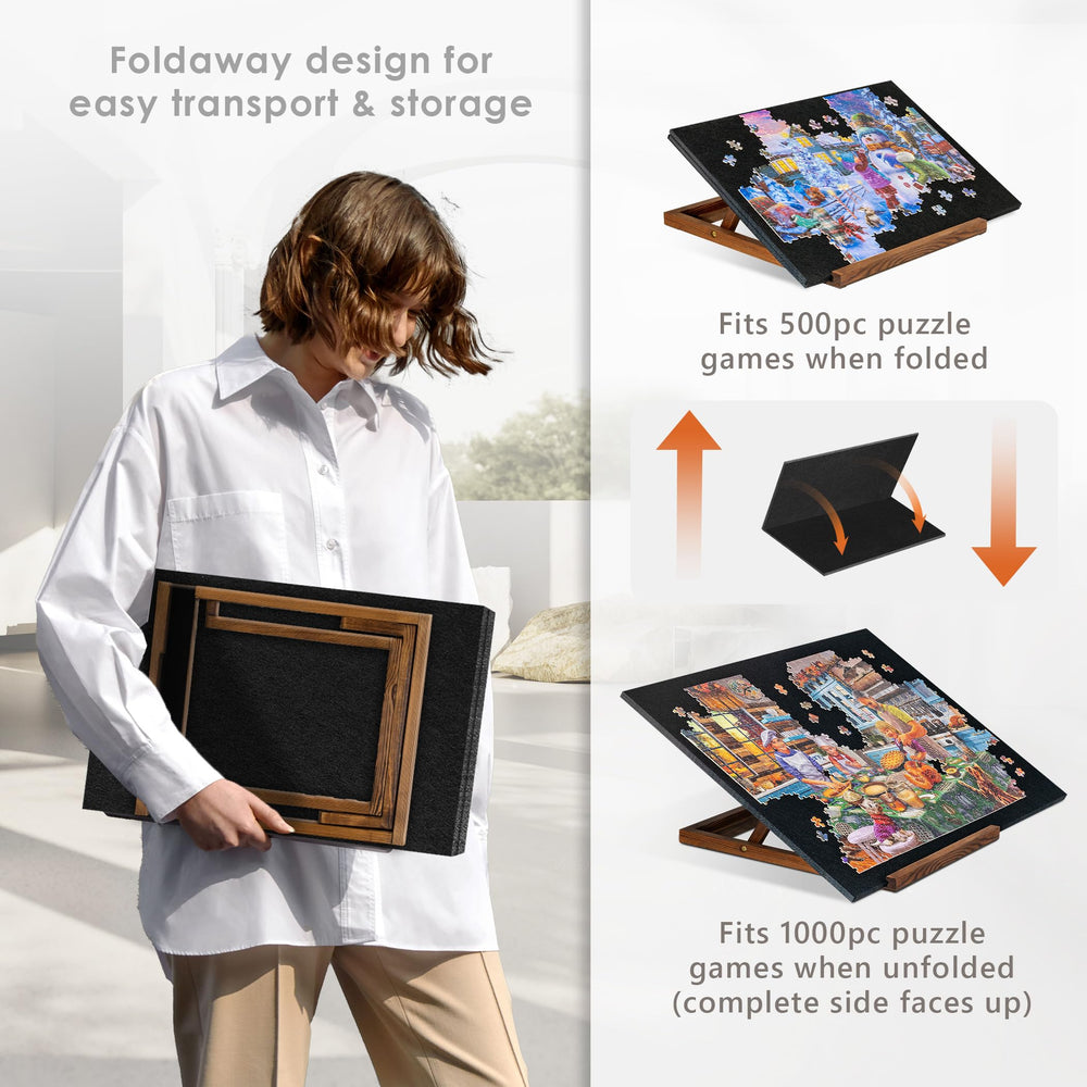Tektalk puzzle board with adjustable stand offers comfortable viewing angles during sessions.