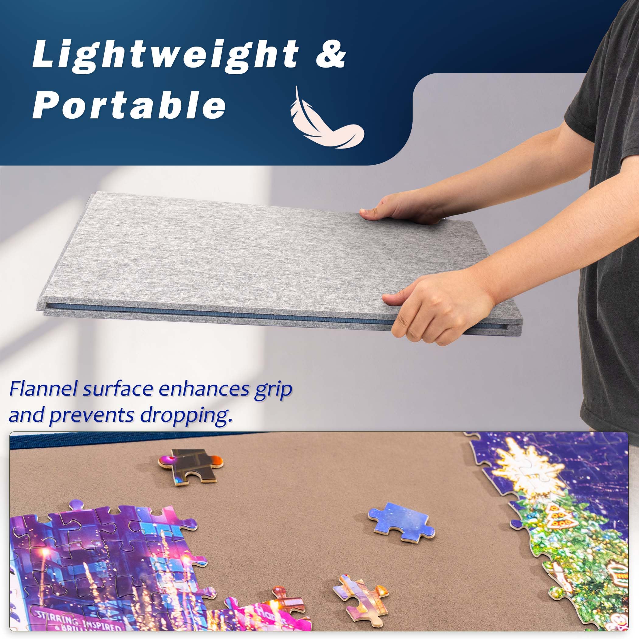 Tektalk puzzle-board suede-finish surface prevents piece slippage
