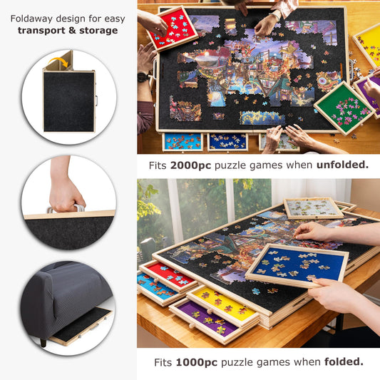 Tektalk puzzle table with cover protects puzzle from dust