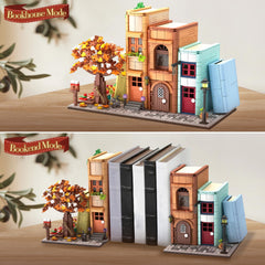 TekYetoi Bookends Building Set - Miniature World with detailed scene beside books