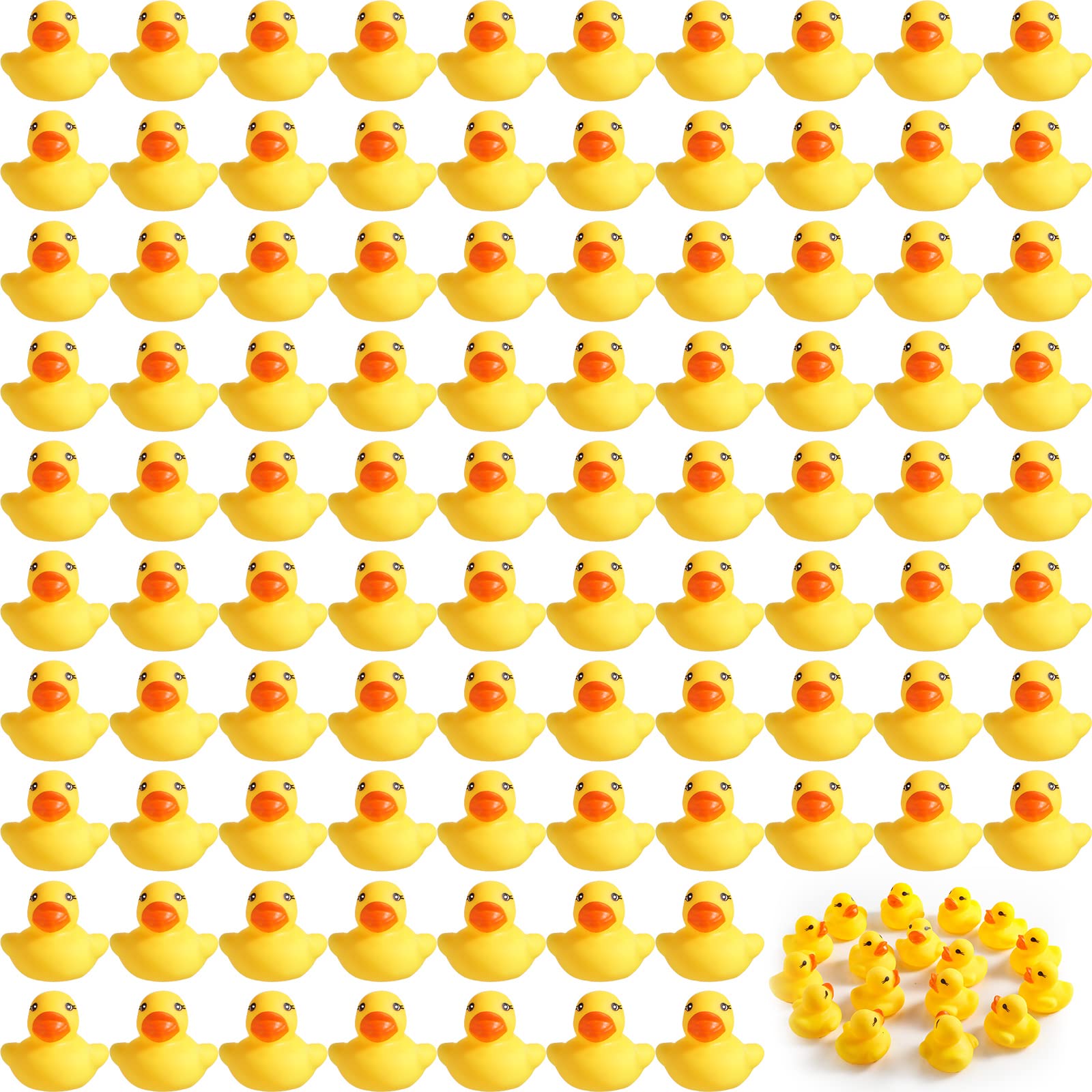 Teling 200pcs bulk pack of mini rubber ducks for party favors and decorations.