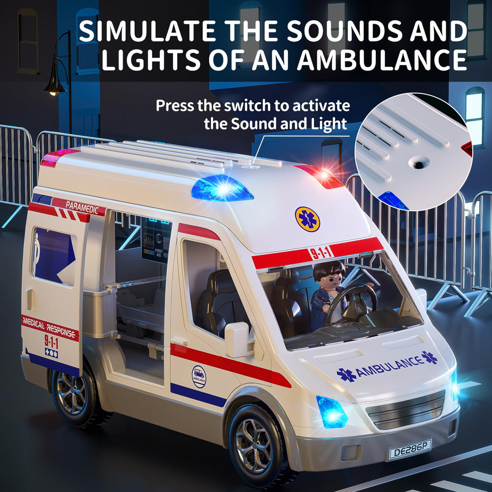 TEMI ambulance kit includes stretcher accessories for realistic rescue play