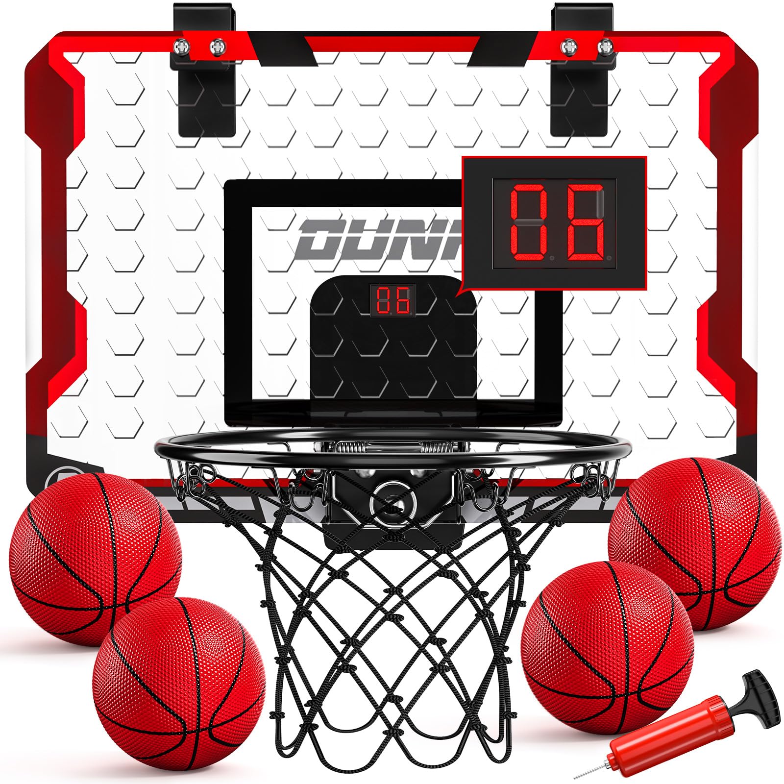 TEMI basketball hoop over door assembly highlights quick setup and space-saving use.