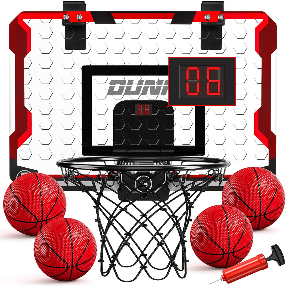 TEMI basketball hoop over door assembly highlights quick setup and space-saving use.