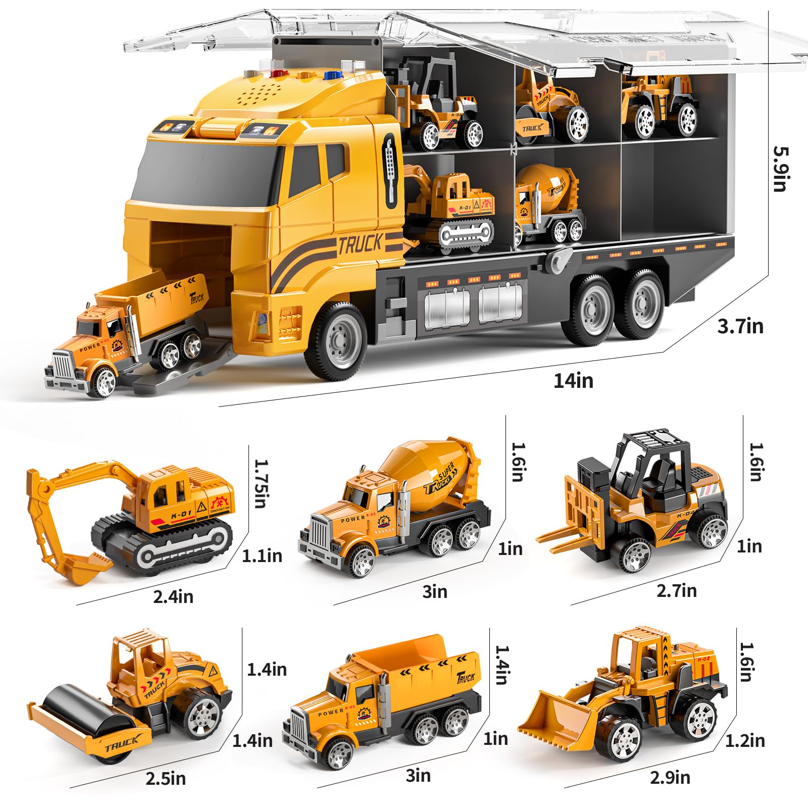 TEMI die-cast construction vehicles for durable, engaging pretend play.