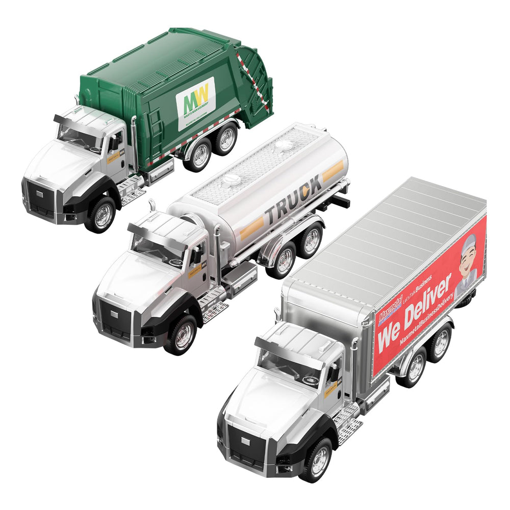 TEMI diecast garbage truck with opening doors for interactive pretend play