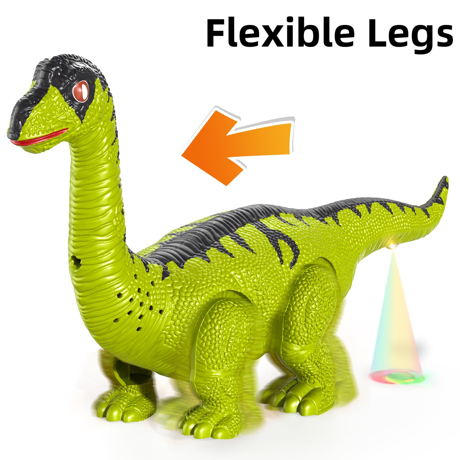TEMI charging base powers the dinosaur figures for motion and light effects.