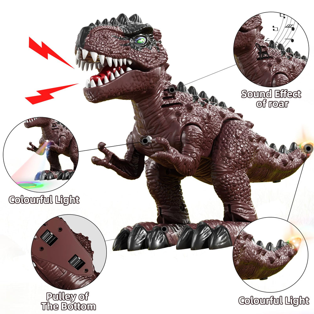 TEMI walking stegosaurus toy with lights encourages storytelling adventures.