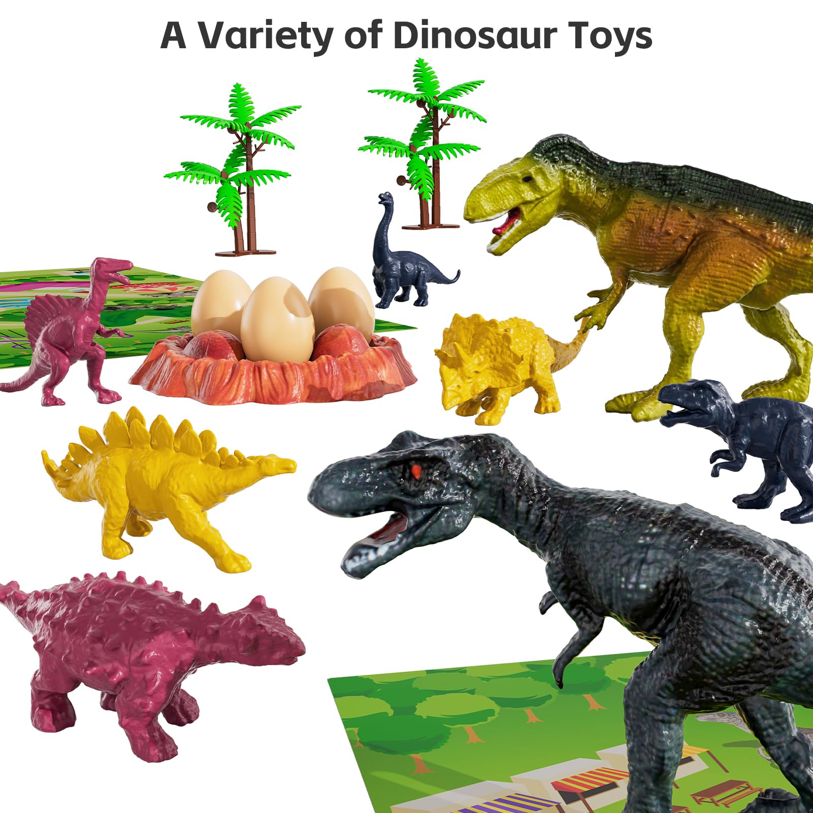 TEMI dinosaur eggs and trees scene enhances world-building play.