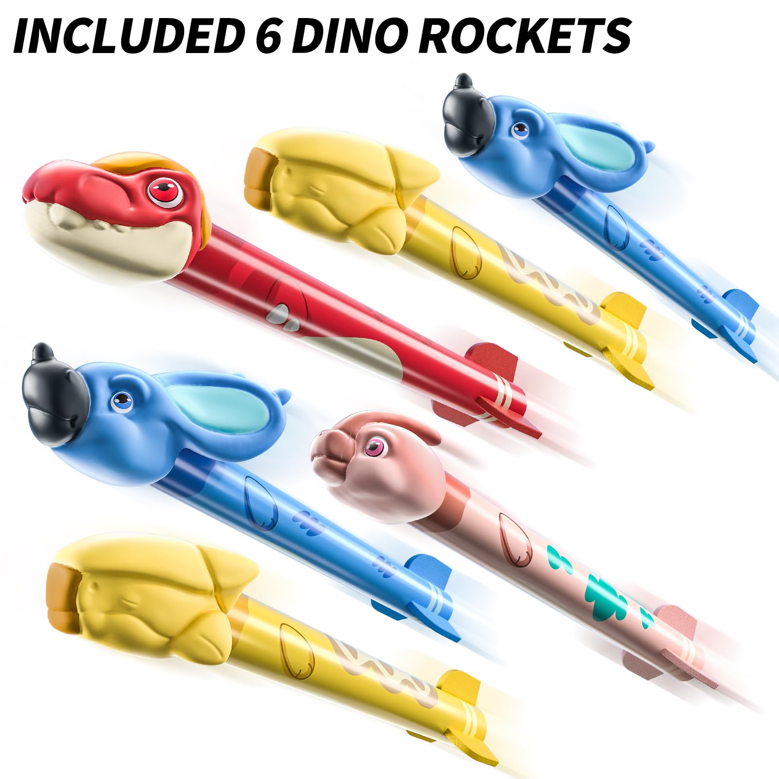TEMI Dinosaur Rocket Launcher adjustable launch stand for versatile angles