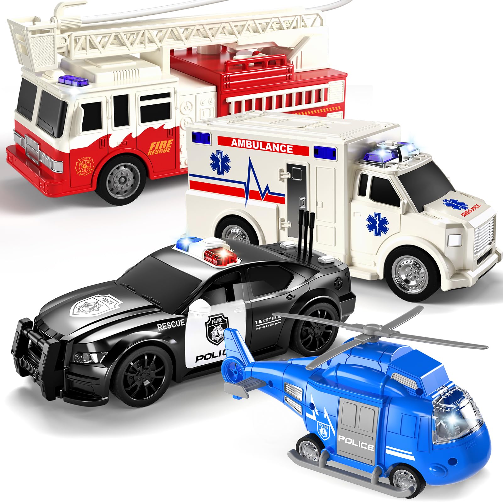 TEMI emergency helicopter with lights and sounds for imaginative flights