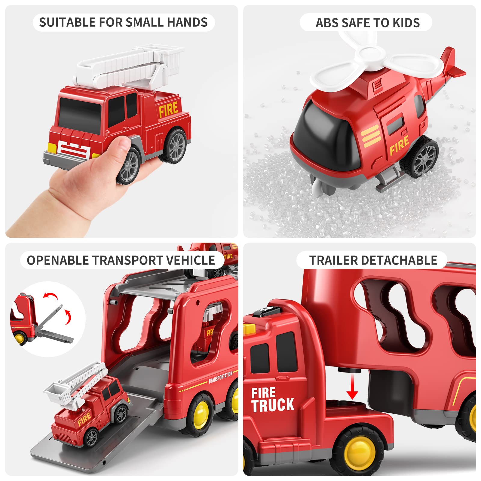 TEMI Fire Trucks fire truck car compact vehicle ideal for portable play