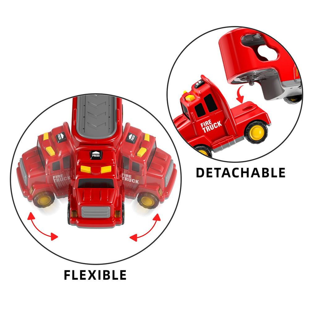 TEMI Fire Trucks kids playing indoors and outdoors with rotating parts