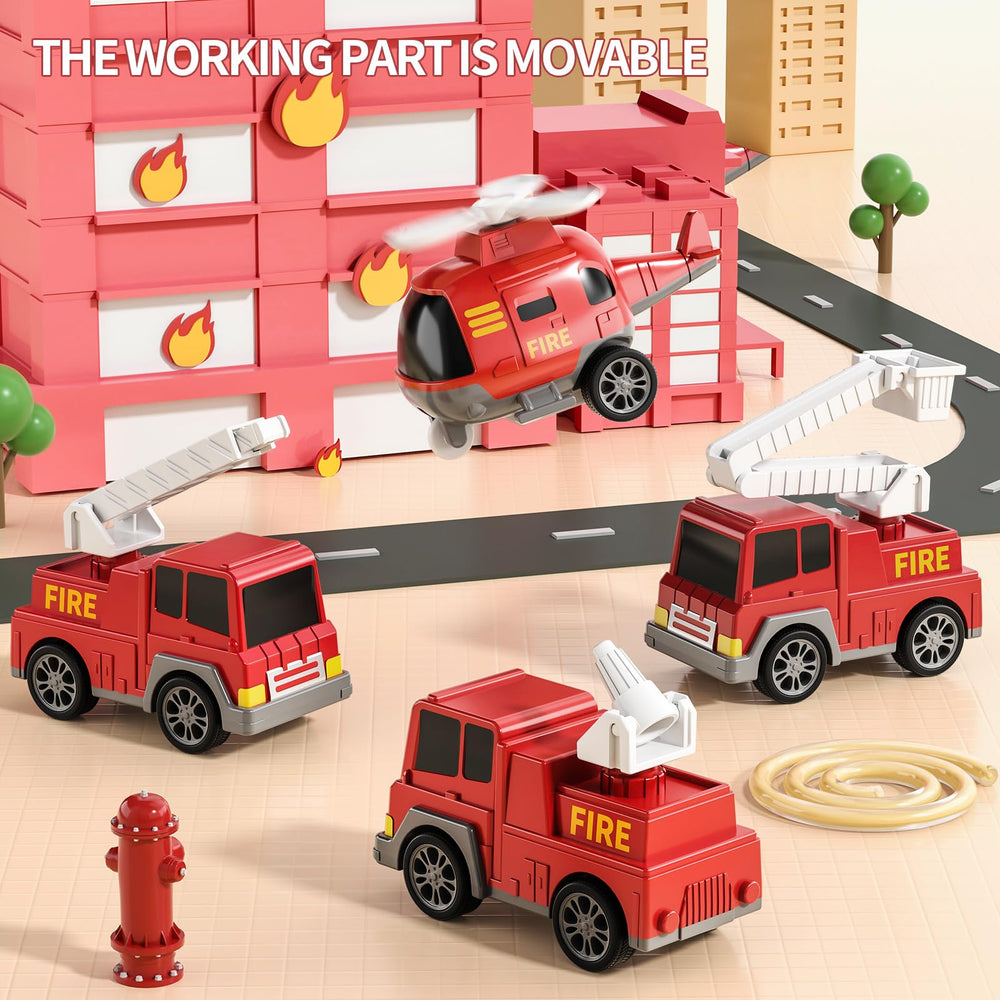 TEMI Fire Trucks ladder truck with rotating ladder for pretend rescues