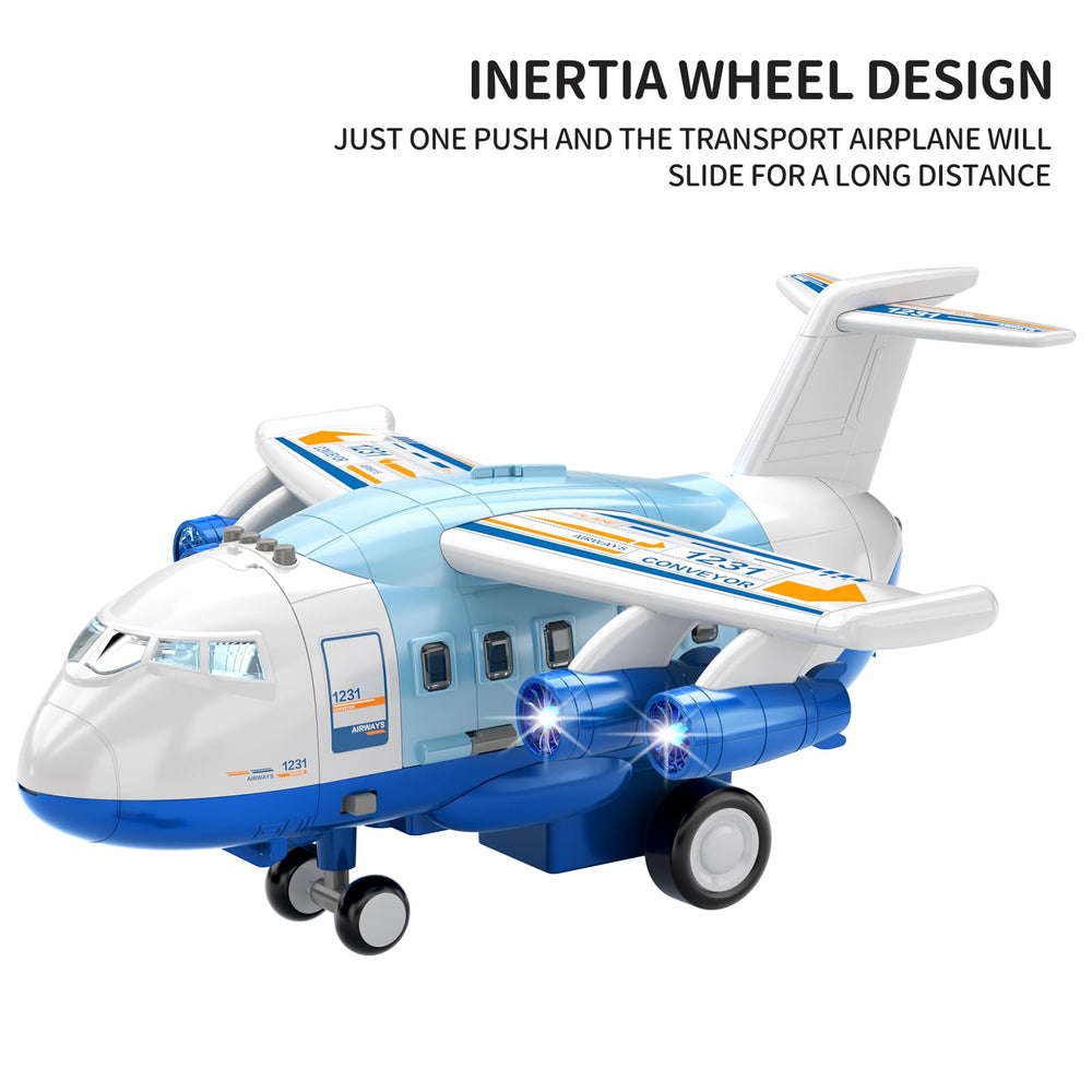 TEMI two-slide aircraft playset lets vehicles slide out for action moments.