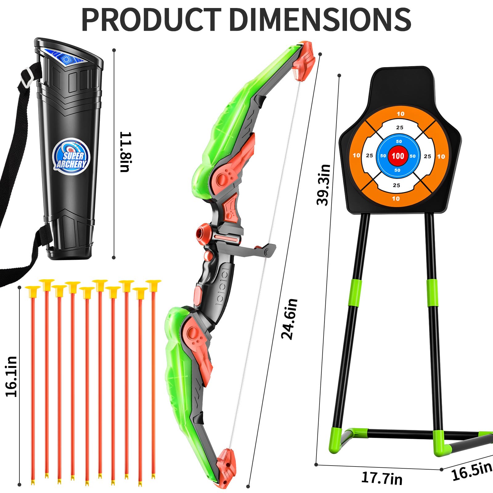TEMI kids' archery play pack suitable for indoors or outdoors.
