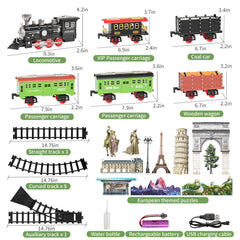 TEMI large train set cargo and passenger cars support creative storytelling.