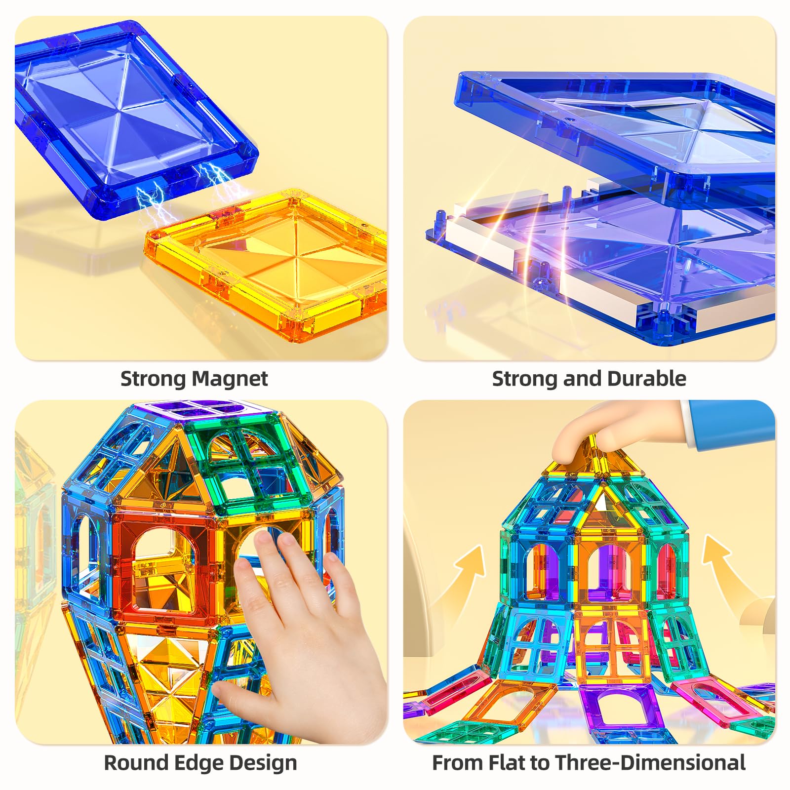 TEMI magnet tiles stickers included to personalize and inspire builds.