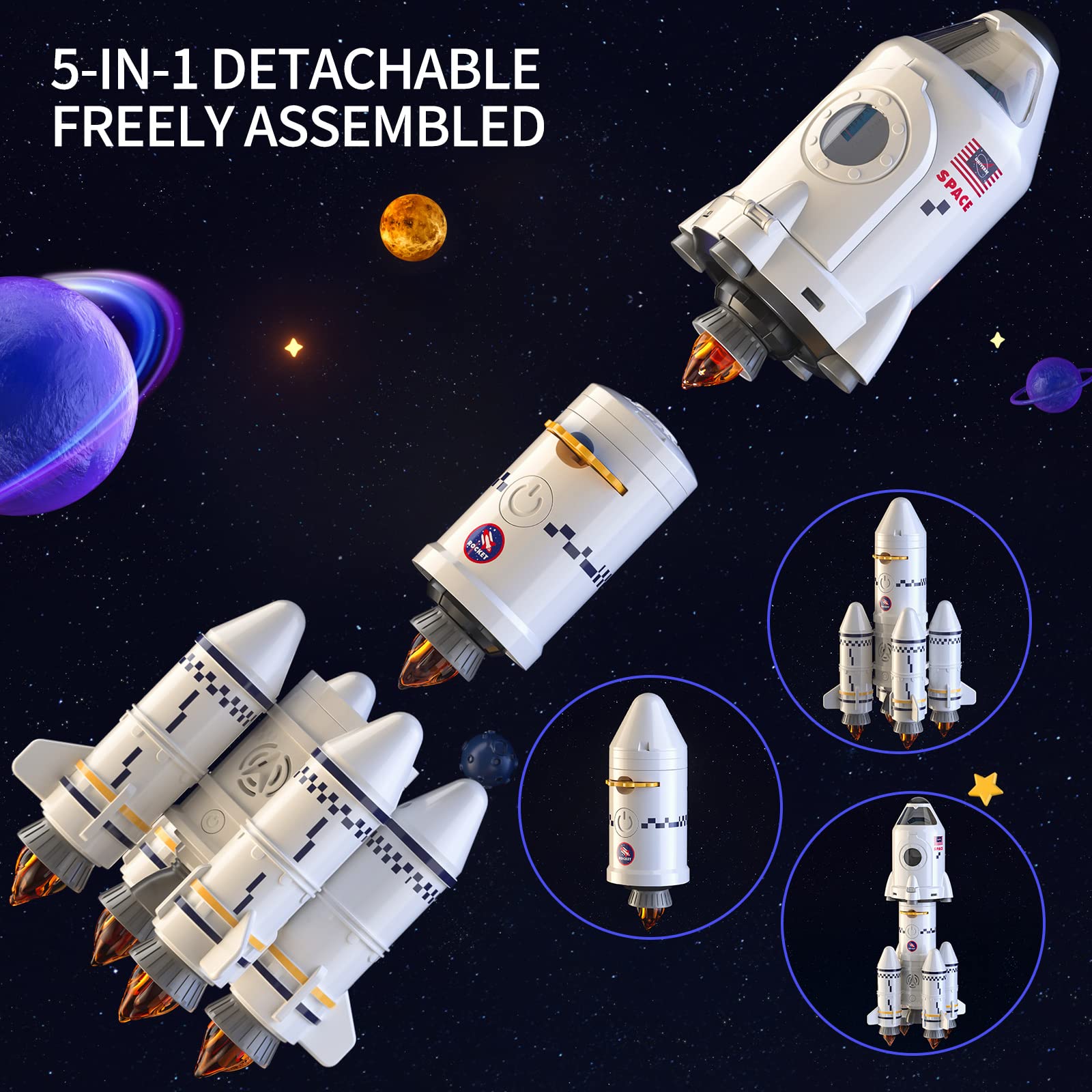 TEMI rocket with light and sound creates immersive mission cues during playtime