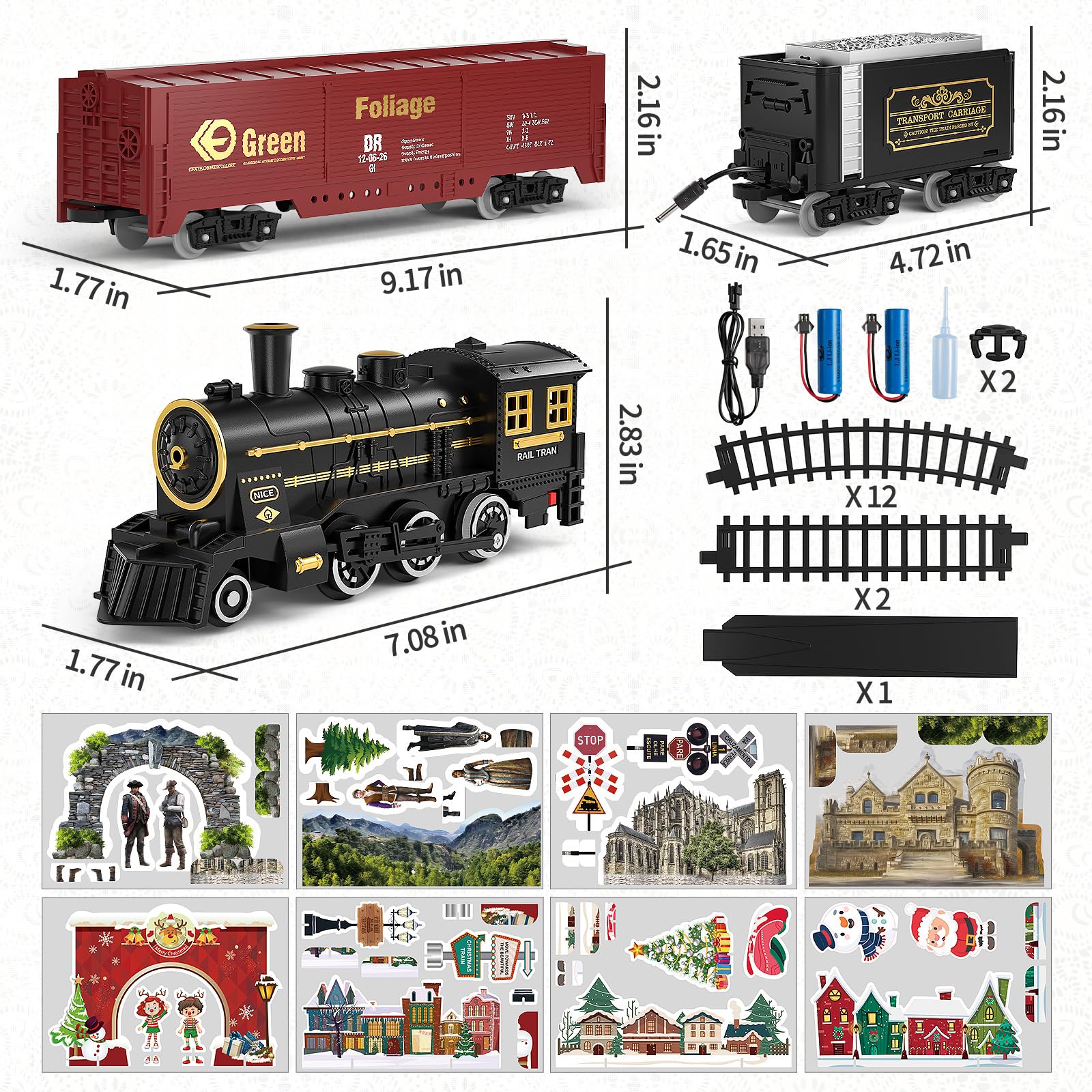 TEMI steam train Christmas board scenery adds festive charm to setups.