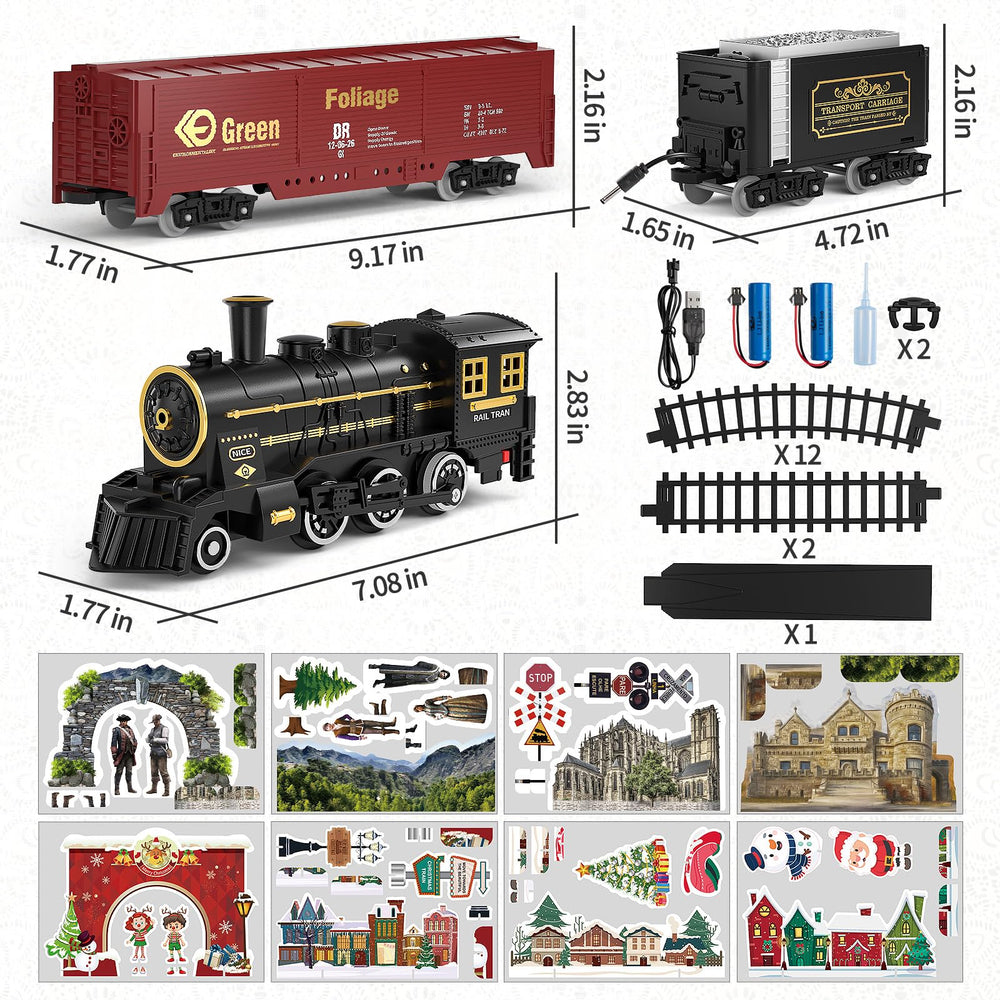 TEMI steam train Christmas board scenery adds festive charm to setups.