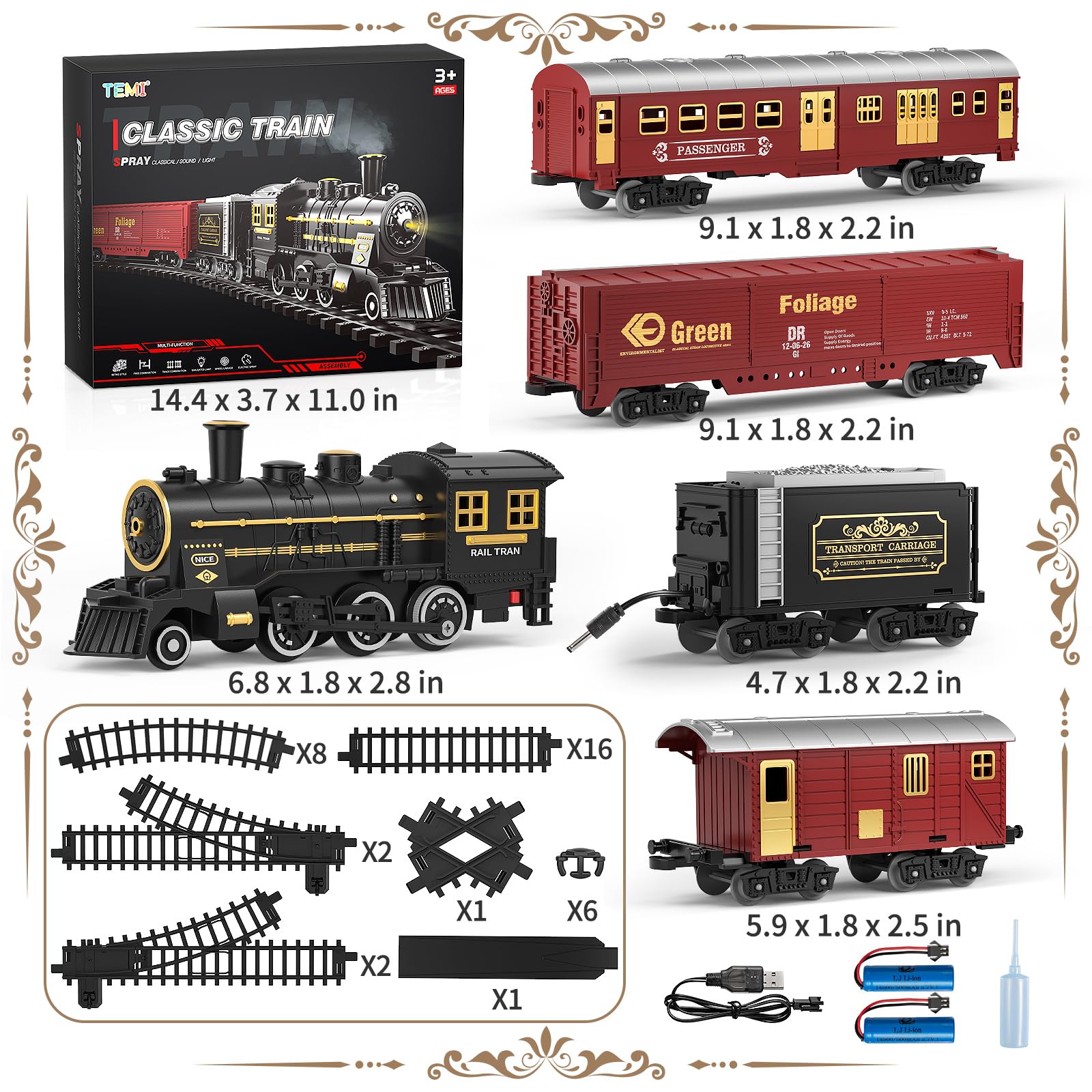 TEMI train set coal car for realistic cargo play