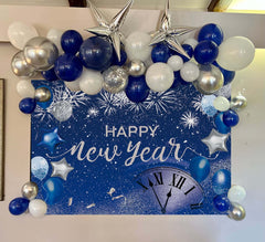 TENCOW navy blue silver glitter backdrop highlights fireworks and celebrations in portraits.