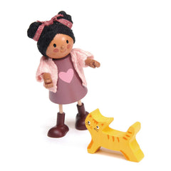 Tender Leaf Ayana and Cat doll in illustrated window box for imaginative play