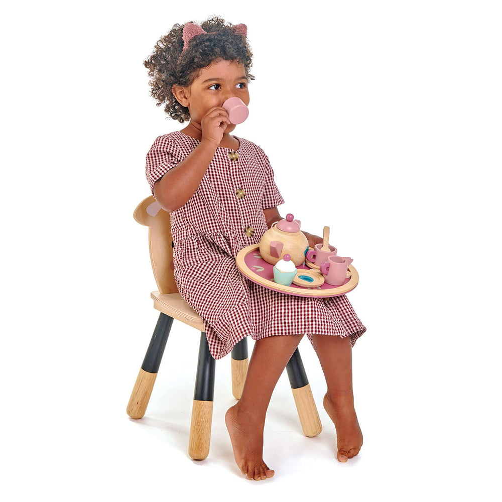 Birdie Tea Set tea bag accessory supports pretend sipping rituals.