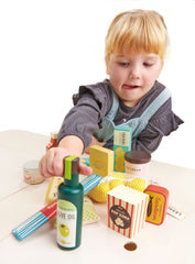 Tender Leaf Toys frozen peas bag with beads offers tactile sorting during play