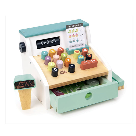 Tender Leaf general stores till cash drawer opened for realistic cash handling pretend play.