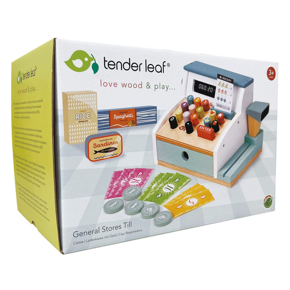 Tender Leaf price reel visible through the till window for math-ready moments.