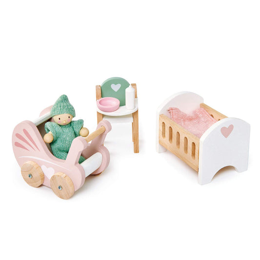 Tender Leaf Toys nursery cot with printed mattress for cozy bedtime play
