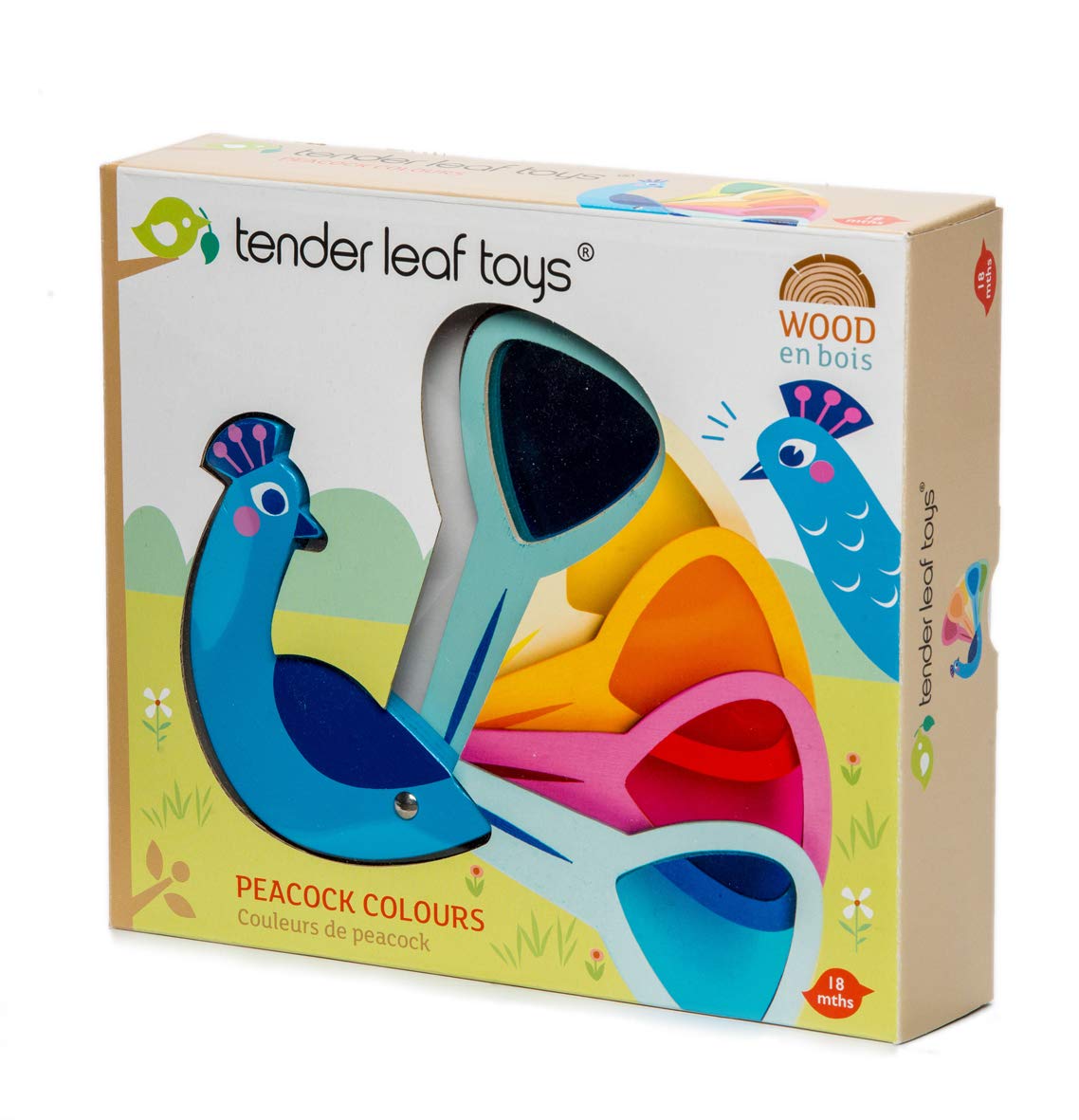 Tender Leaf Toys Peacock Colors safety-compliant design for peaceful play.