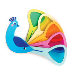 Tender Leaf Toys Peacock Colors wooden body invites color exploration for toddlers.