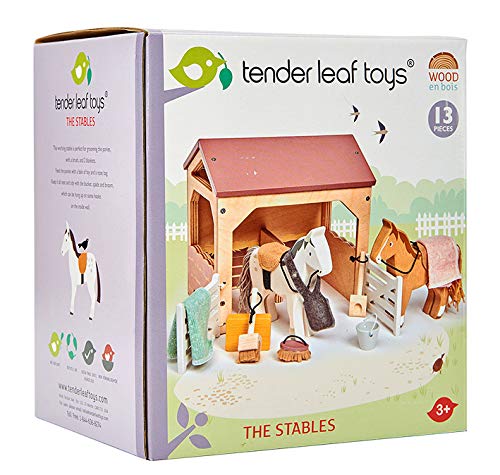 Tender Leaf Toys The Stables featuring blankets, bucket, and accessories for grooming