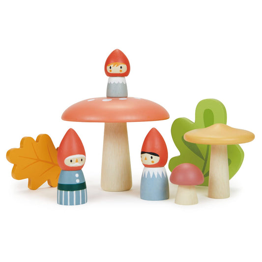 Tender Leaf Toys woodland gnome family figures in autumn colors for imaginative play