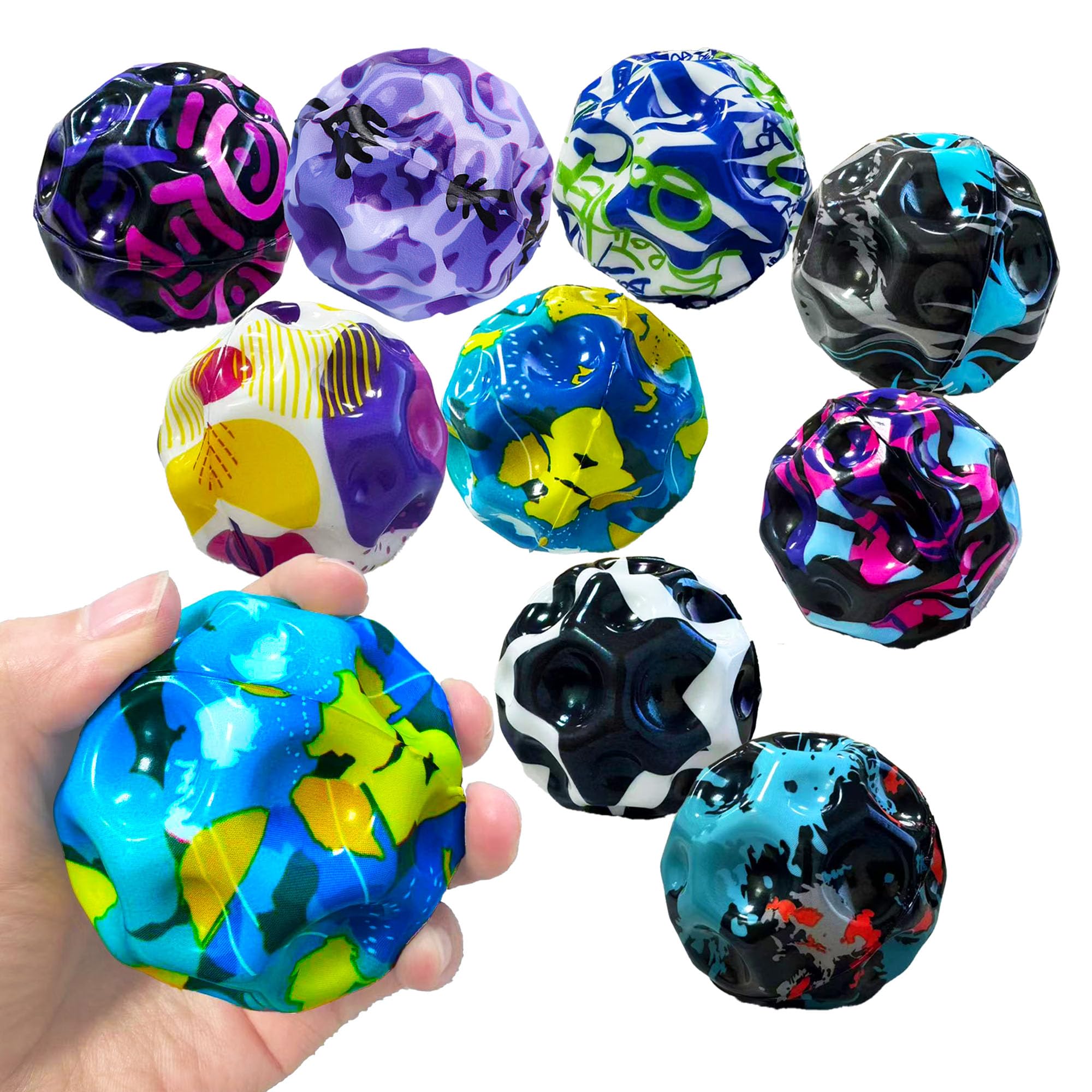 Tendry Moon Ball 9-pack on wood floor shows colorful, quiet bounce suitable for gatherings