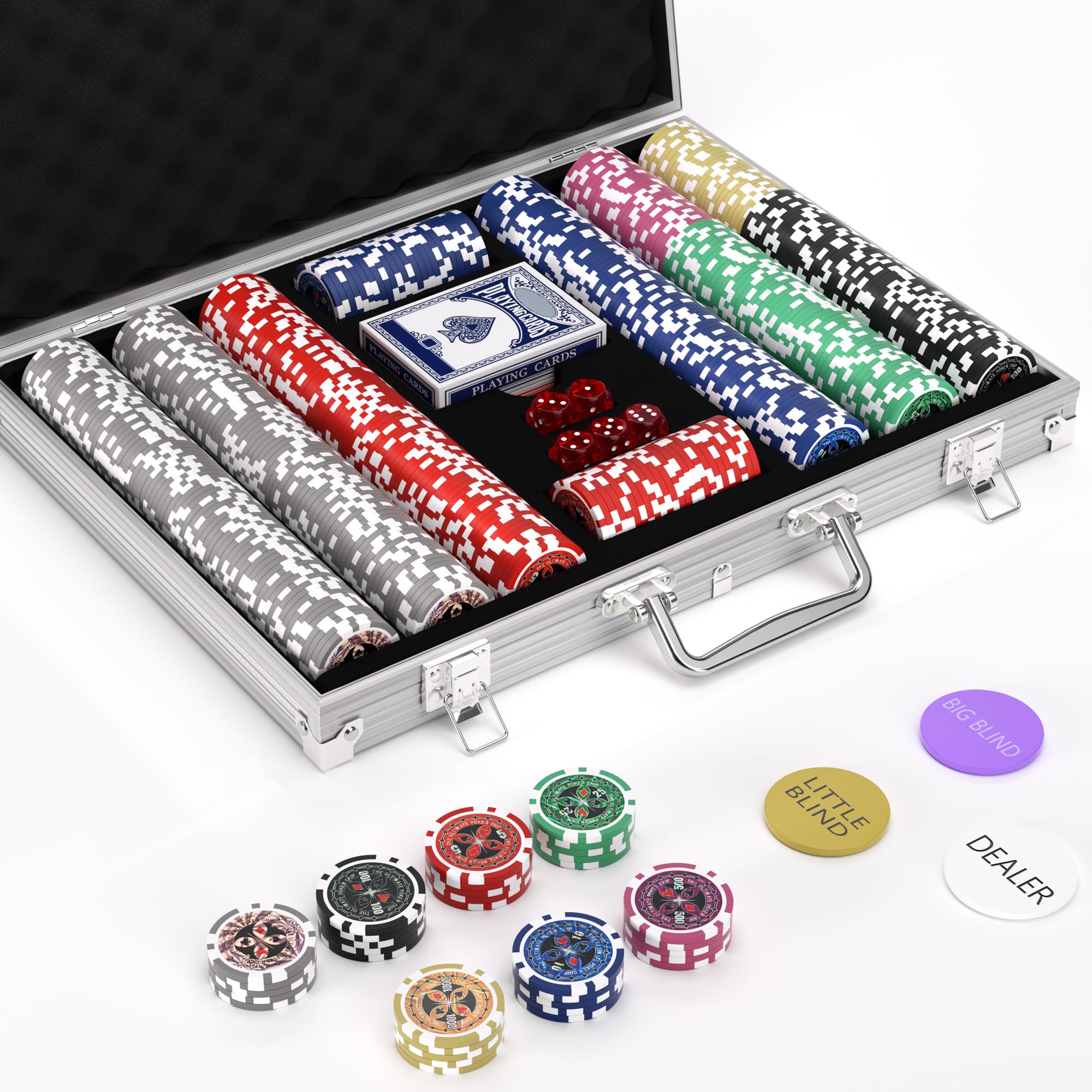 TENETMAN Texas Hold'em chip set 500 chips for authentic gameplay on any table.