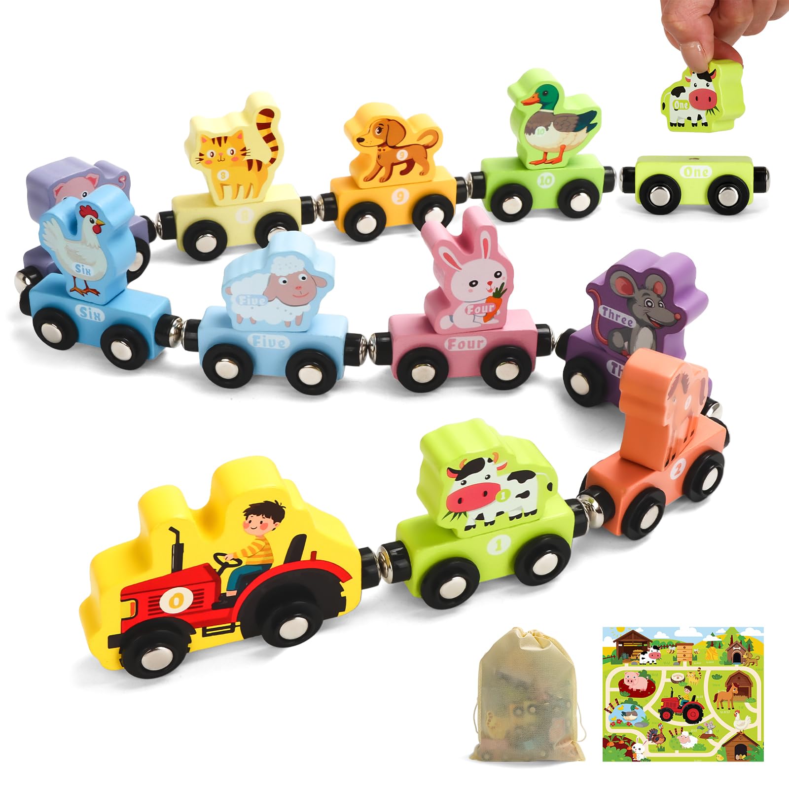 TenFans magnetic animal train wood cover shows durable construction for active toddlers.