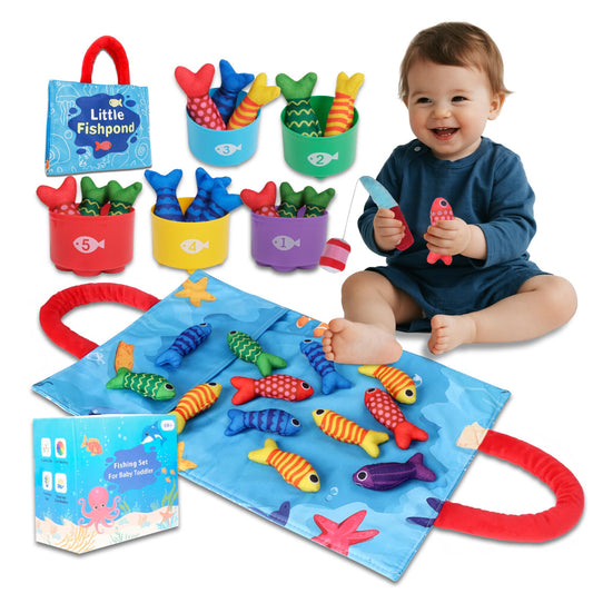 TenFans Montessori fishing rod with bell for auditory play.