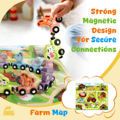 TenFans wooden train pieces close-up emphasizes colorful animals and safe edges.