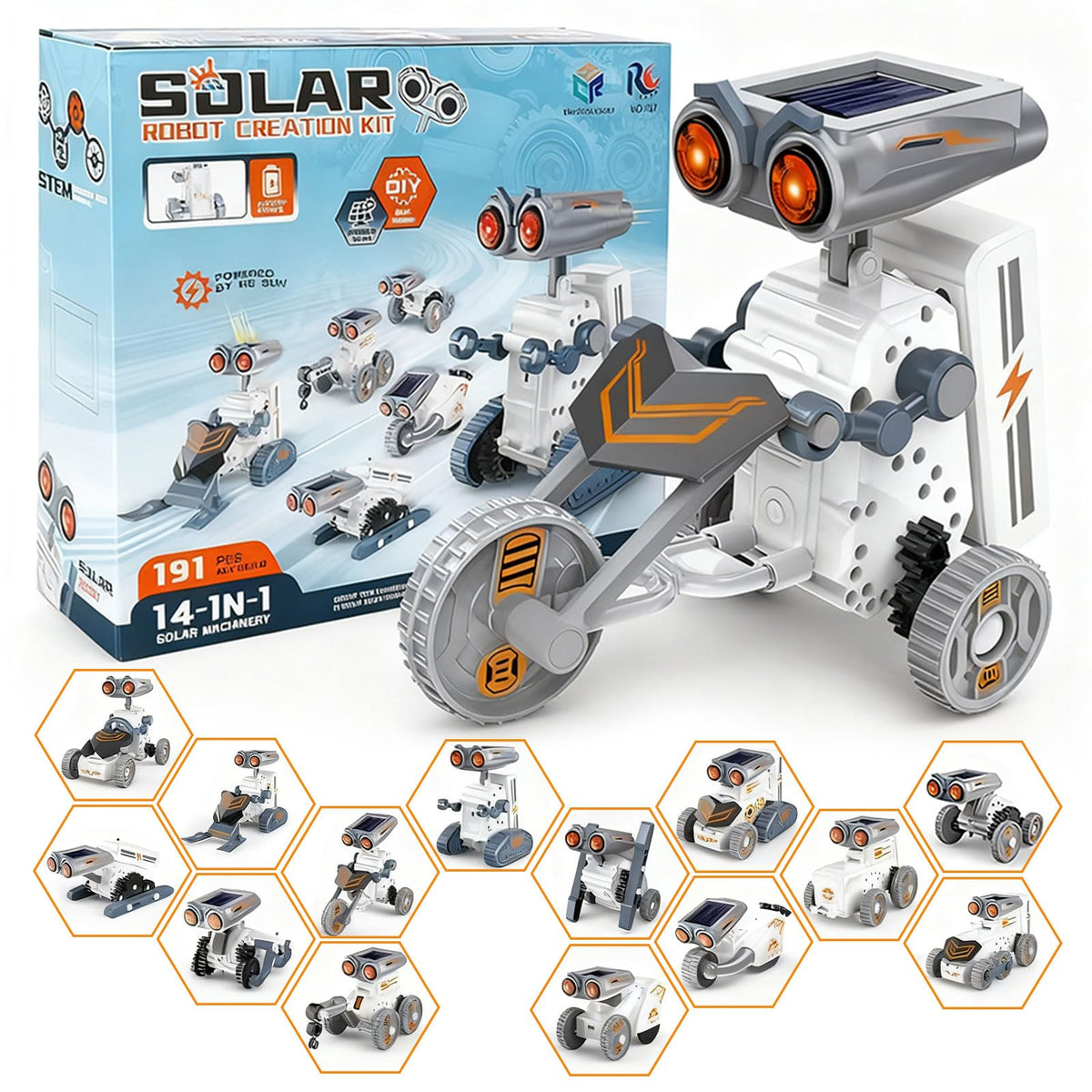 TENGYI JIANJU 14-in-1 robot parts laid out for hands-on STEM play