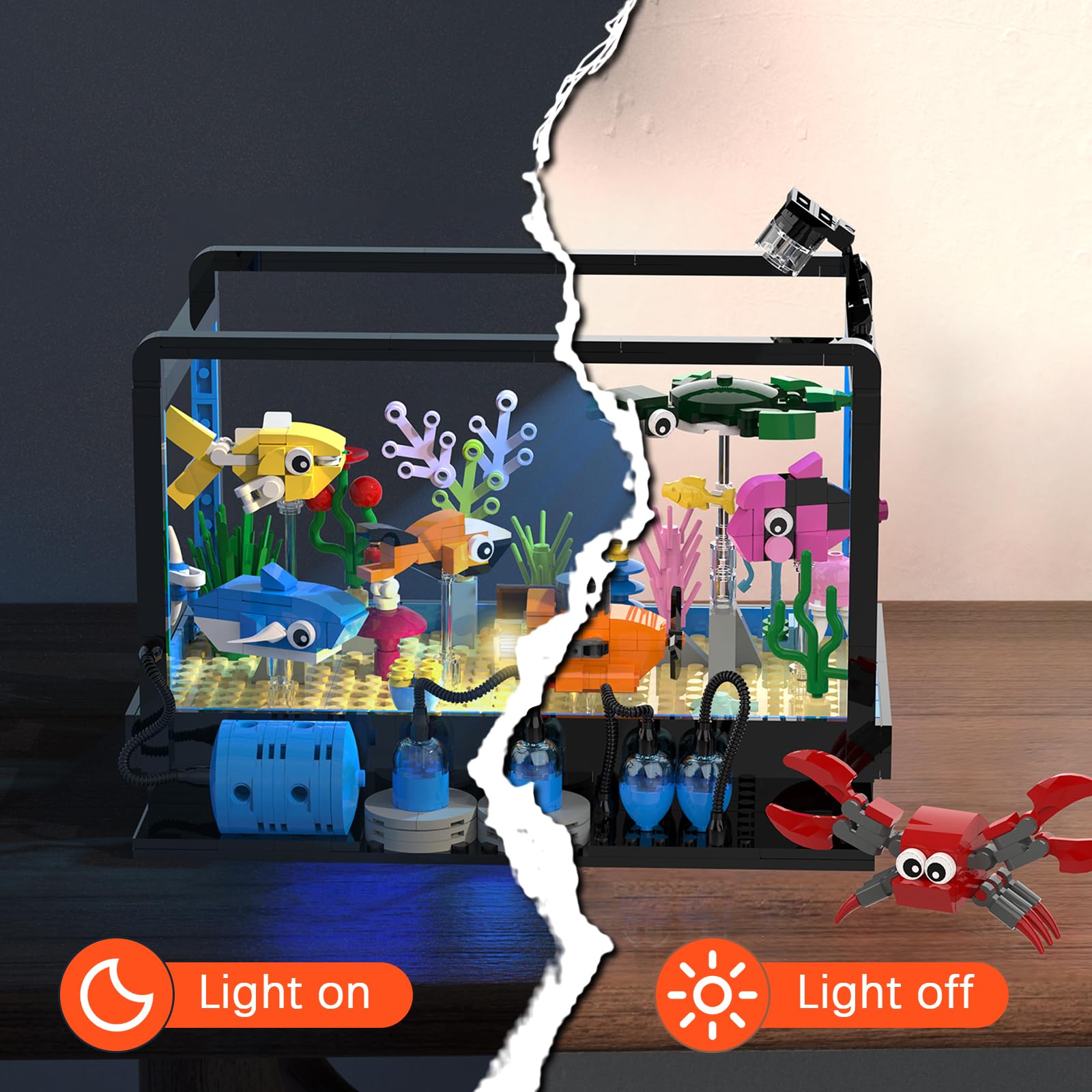 Tenhorses fish tank building set with turtle for educational pretend play